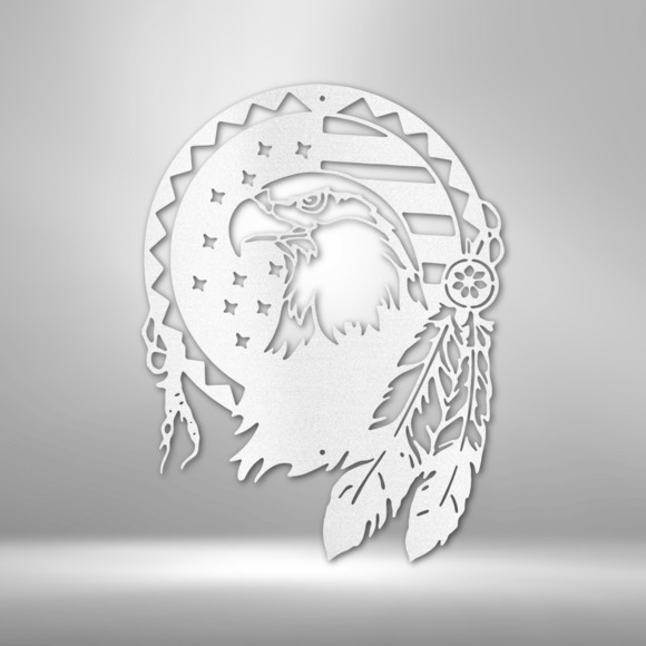 Native Eagle Steel Sign Laser Cut Powder Coated Home & Office Metal Wall Decor M